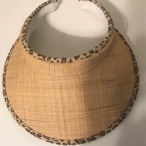 Tropical Trends leopard print 100% straw visor hat one size fits most